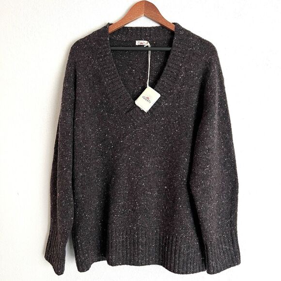 Faherty Driftwood Donegal V-Neck Sweater Size L Brown - Picture 1 of 8